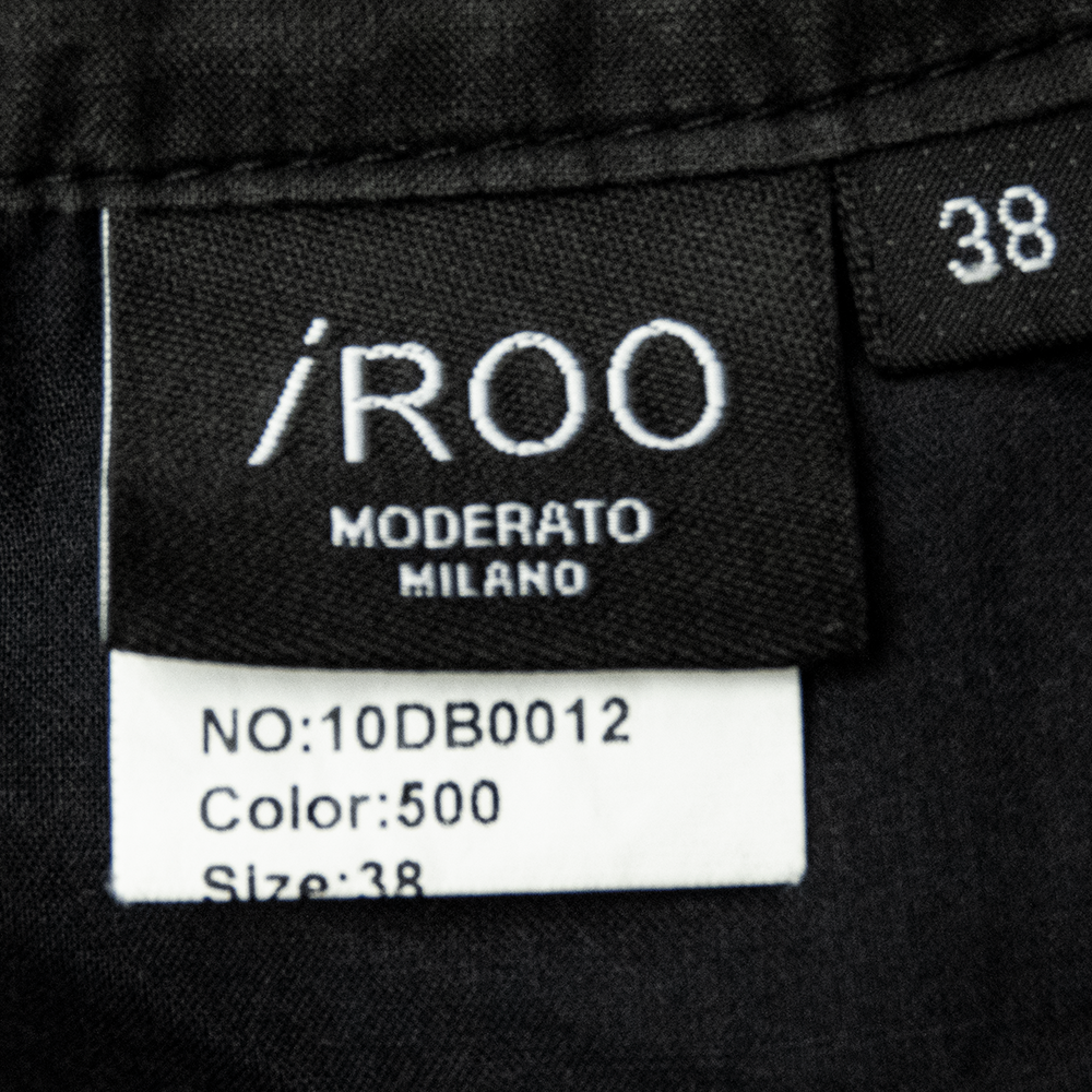 知名設計品牌IROO藏青色純棉抓褶刺繡水鑽及膝裙 38號-細節圖6