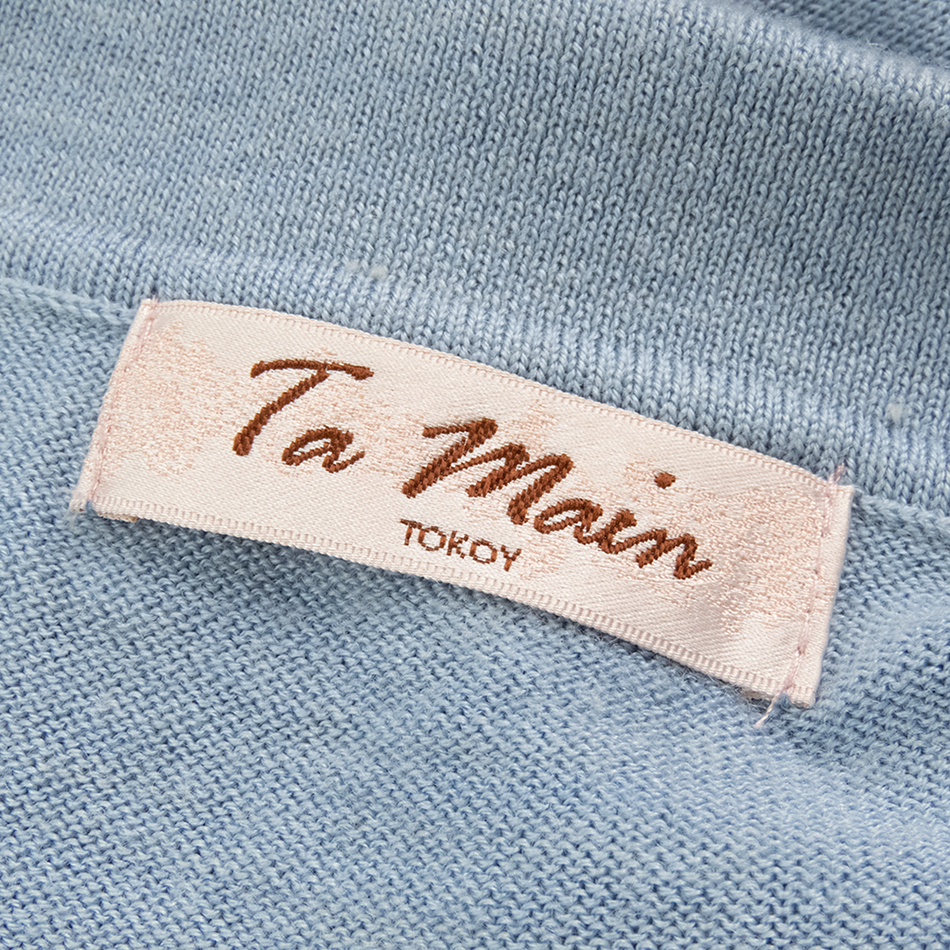 日本品牌Ta Main藍色緞帶線條有領長袖毛衣  日本製-細節圖7