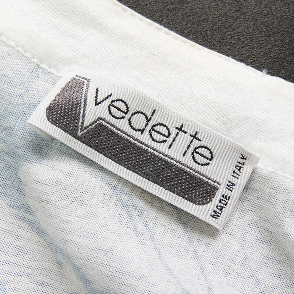 義大利品牌Vedette淺藍色純棉鬱金香花束反摺短袖外套 義大利製 44號-細節圖6