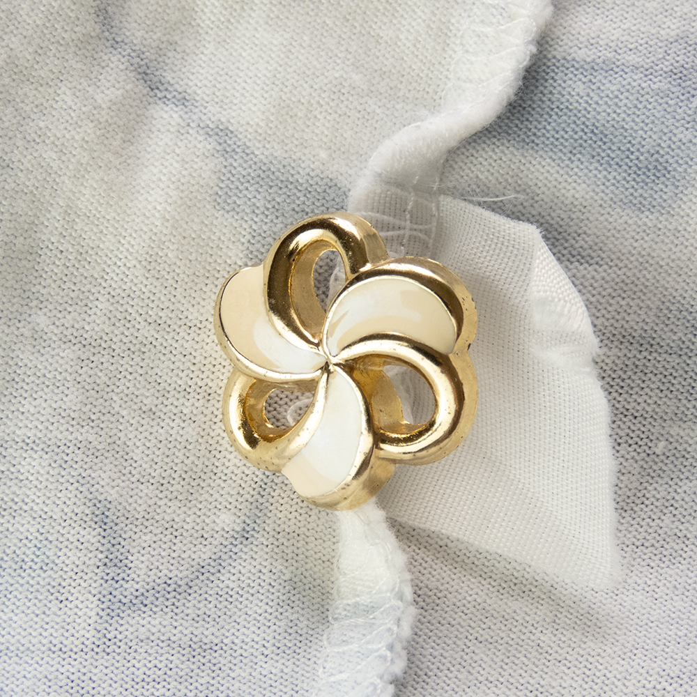 義大利品牌Vedette淺藍色純棉鬱金香花束反摺短袖外套 義大利製 44號-細節圖7