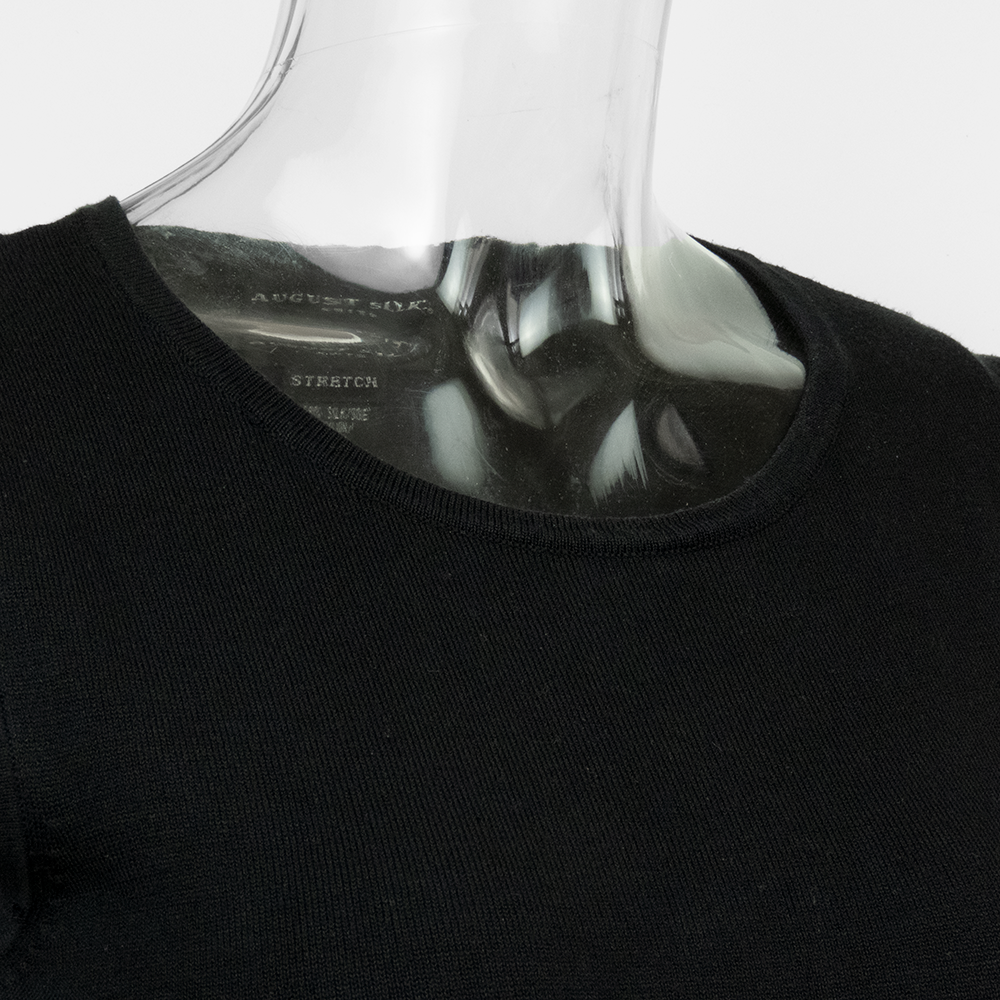 美國品牌August Silk黑色蠶絲素面無袖針織背心-細節圖3