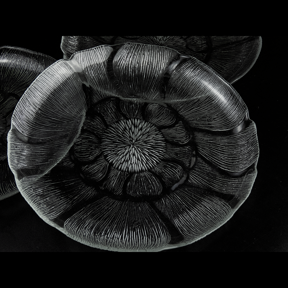 法國弓箭Arcoroc刻花玻璃 餐盤 平盤 大 三件一組-細節圖2