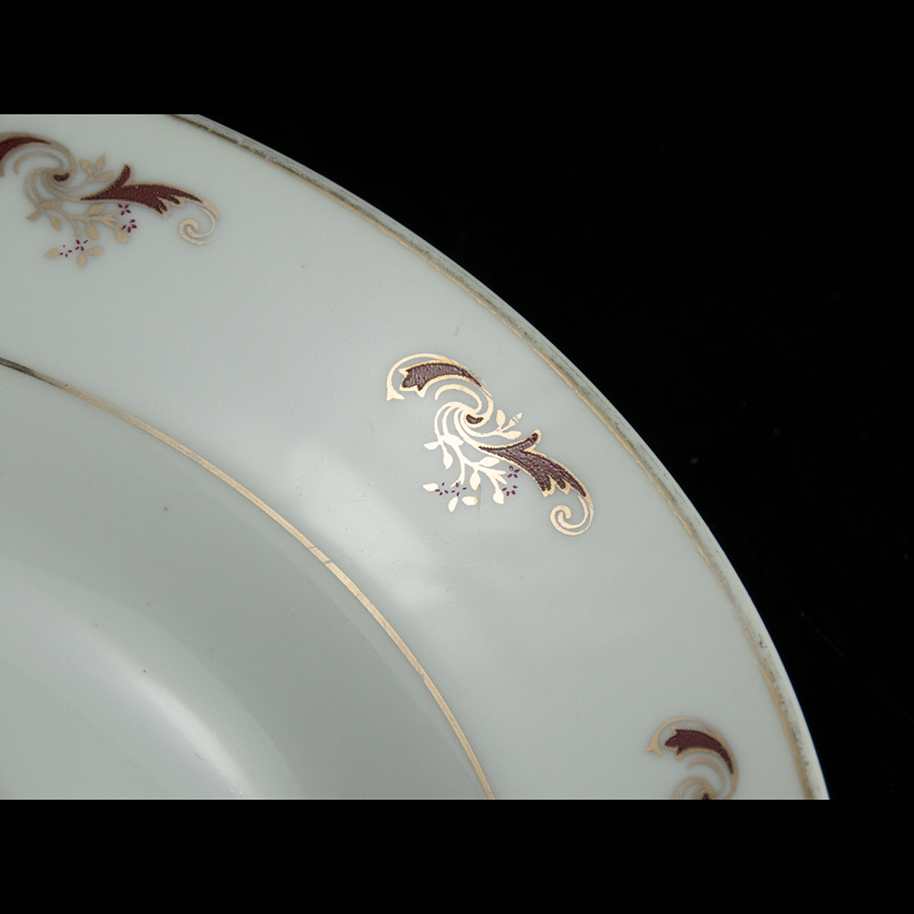 大同瓷器 描金邊紅花 陶瓷盤 瓷盤-細節圖2