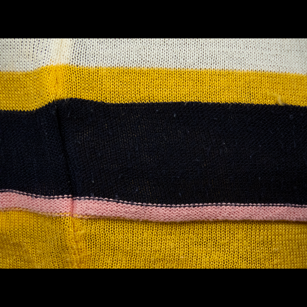 知名設計品牌IROO條紋拼色荷葉小飛袖針織衫 36號-細節圖5