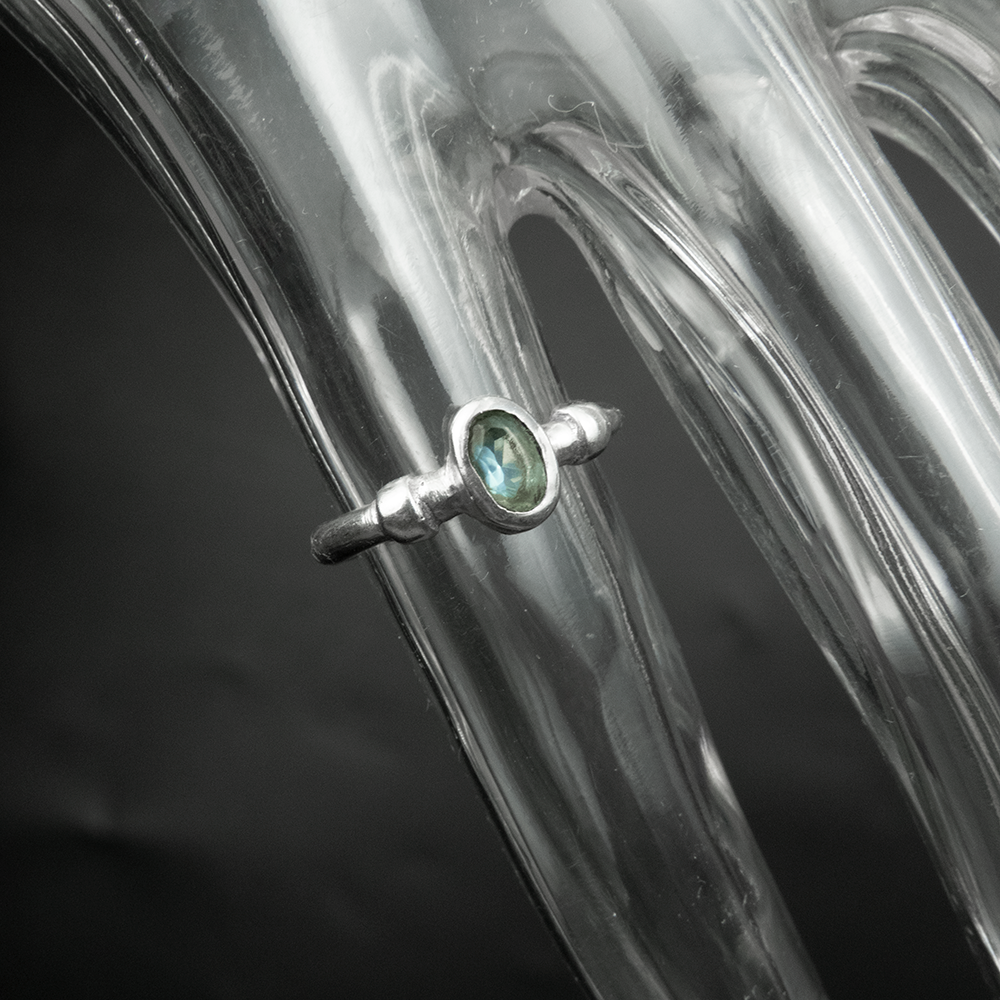 包鑲海藍寶石925銀戒指  尾戒 #5-細節圖2