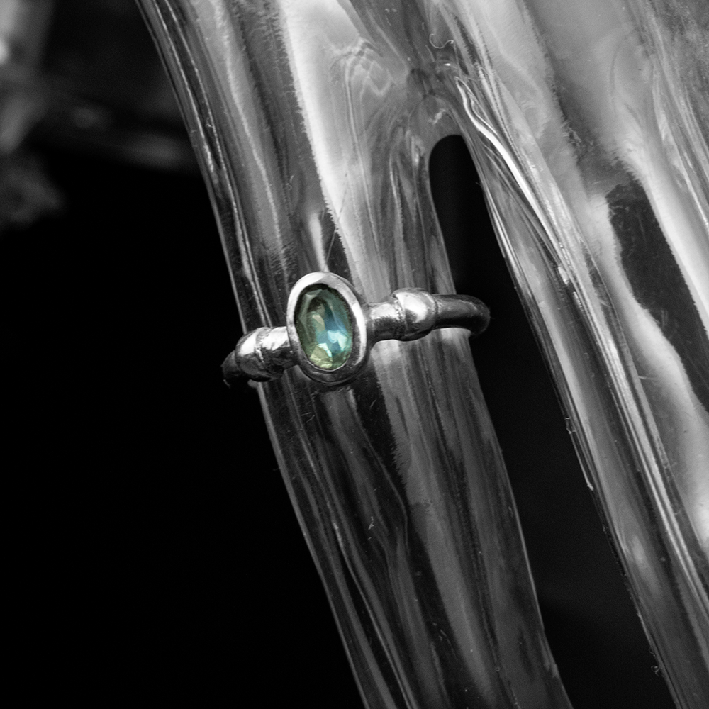 包鑲海藍寶石925銀戒指  尾戒 #5-細節圖3