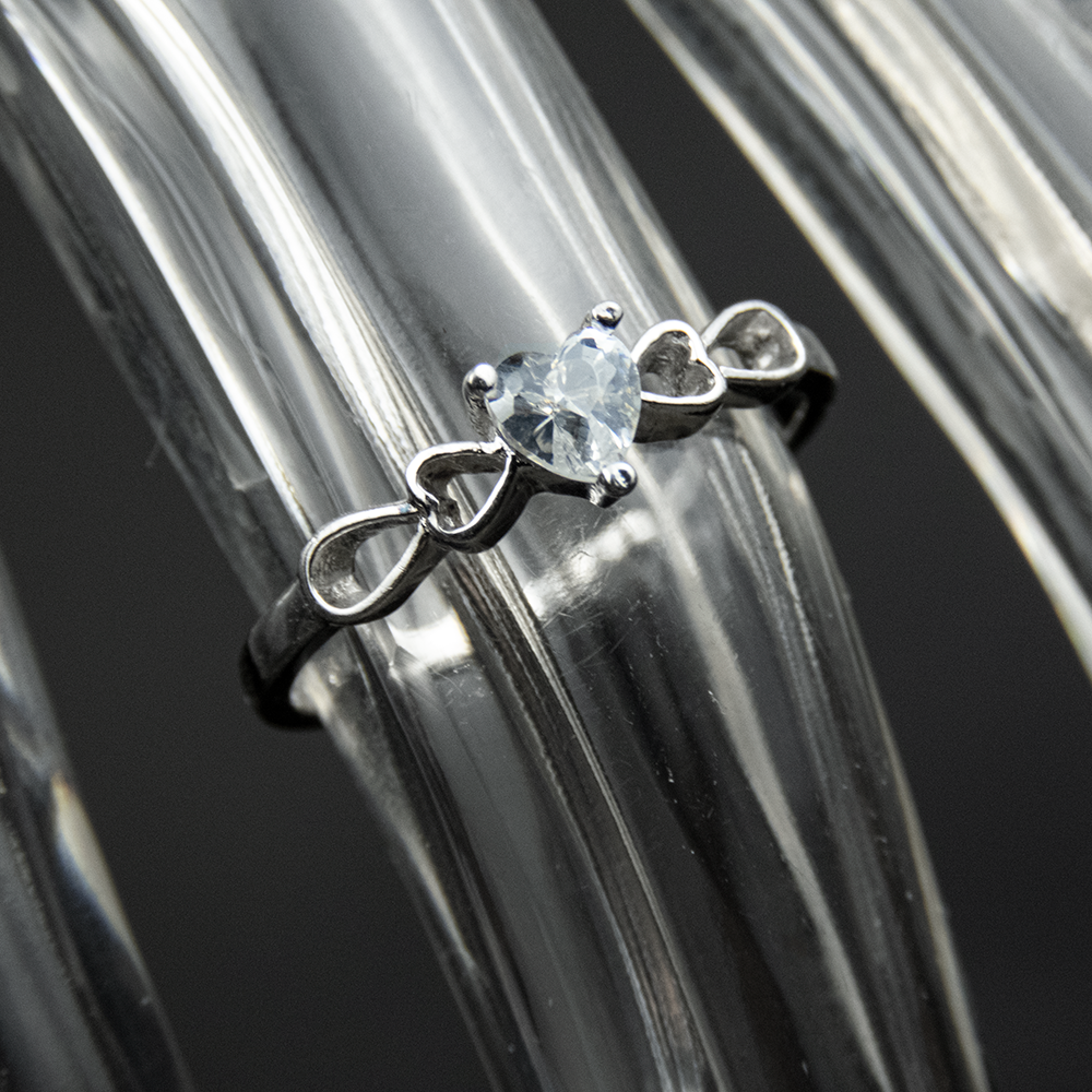 925純銀愛心水鑽鏤空戒指 #10-細節圖2