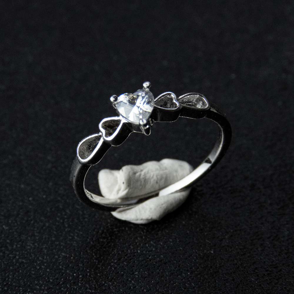 925純銀愛心水鑽鏤空戒指 #10-細節圖3