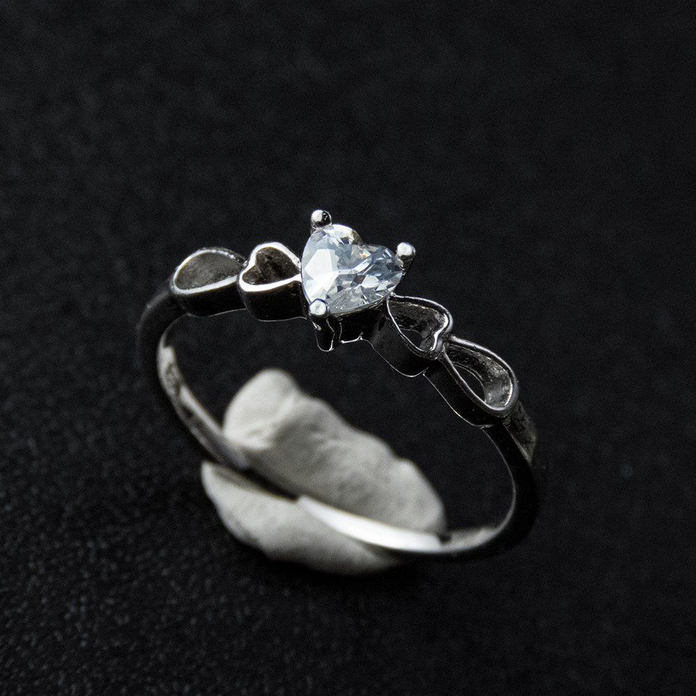 925純銀愛心水鑽鏤空戒指 #10-細節圖4