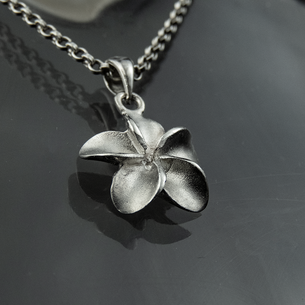 緬梔 純銀925雞蛋花造型墬子 鍊墜-細節圖3