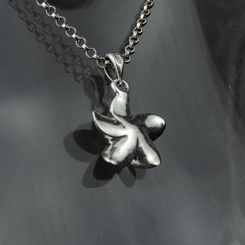 緬梔 純銀925雞蛋花造型墬子 鍊墜-細節圖4