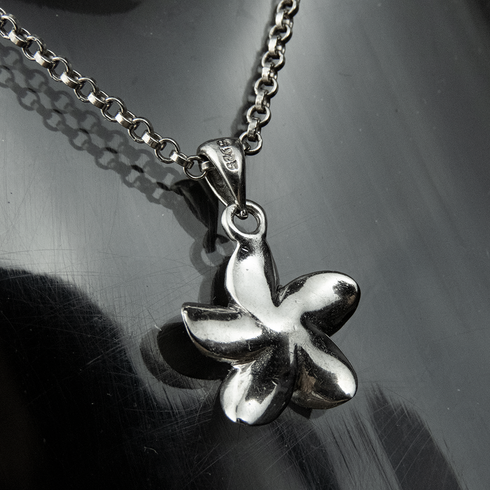 緬梔 純銀925雞蛋花造型墬子 鍊墜-細節圖5