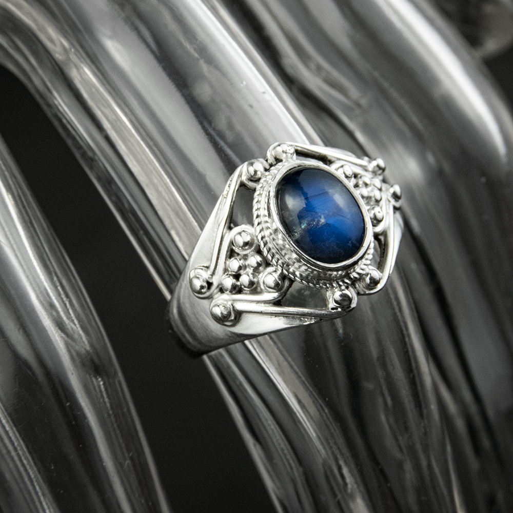 925純銀藍晶石勾花鏤空戒指 #13-細節圖2