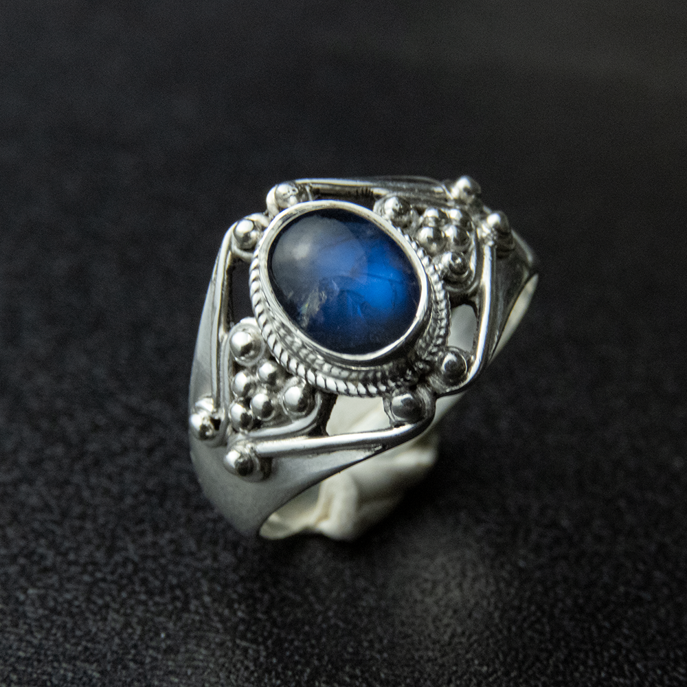 925純銀藍晶石勾花鏤空戒指 #13-細節圖4