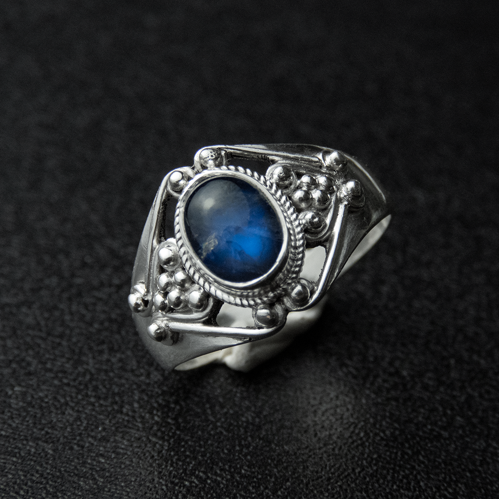 925純銀藍晶石勾花鏤空戒指 #13-細節圖5