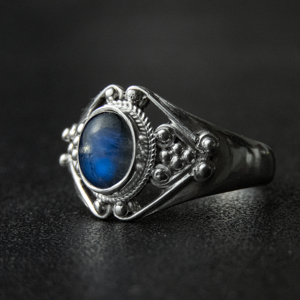 925純銀藍晶石勾花鏤空戒指 #13-細節圖6