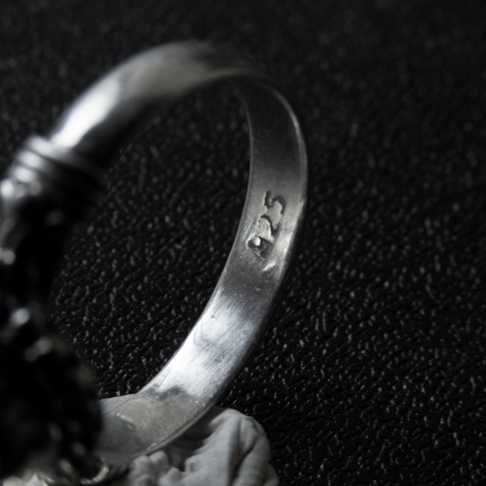 925純銀淡黃色晶石珠珠滾邊戒指  #13-細節圖5