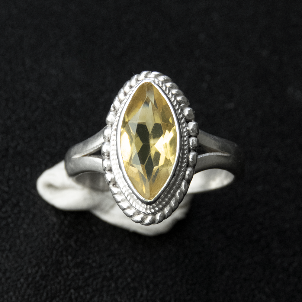 925純銀馬眼黃色水晶戒指  #11-細節圖4