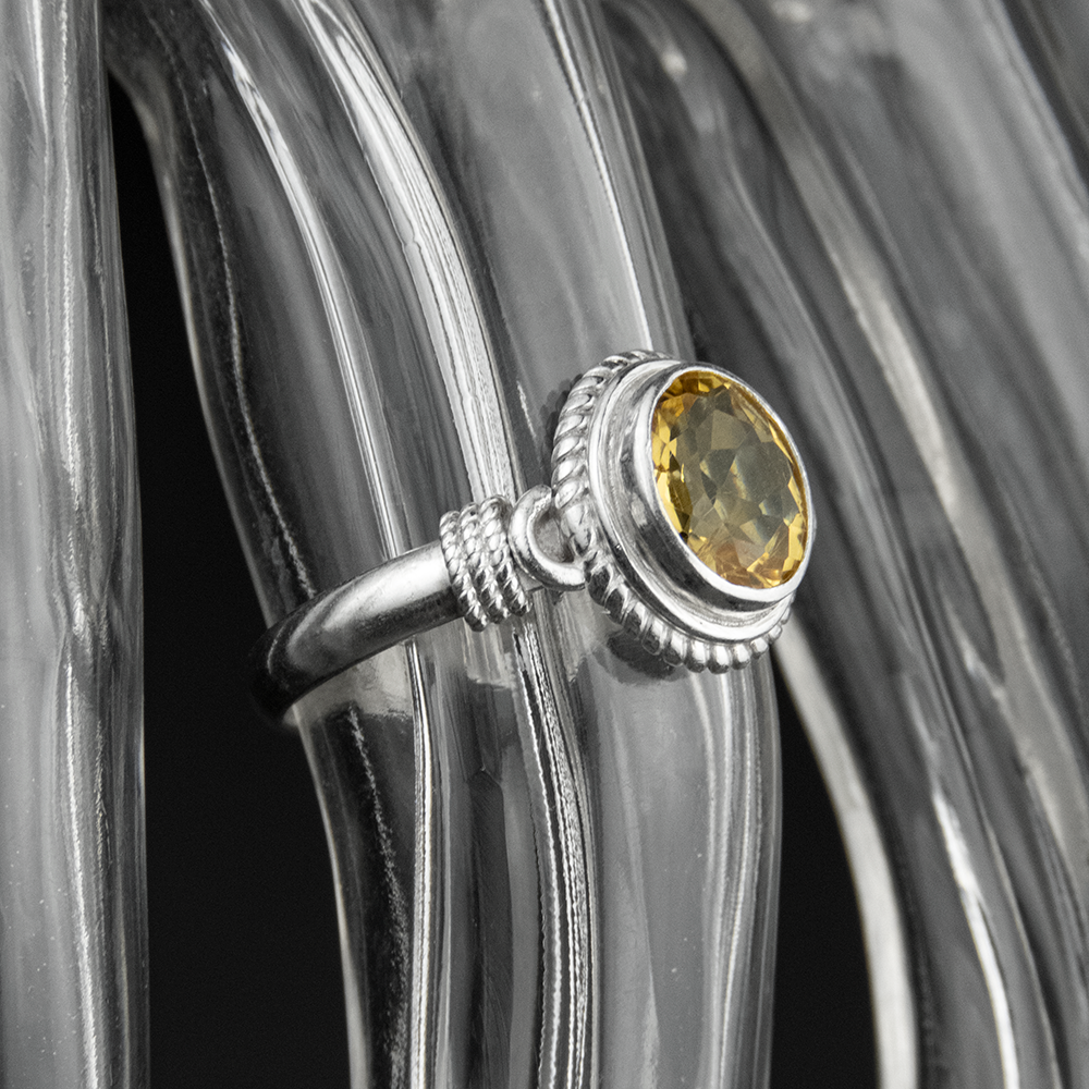 925純銀印度風橢圓黃色水晶戒指  #13-細節圖2