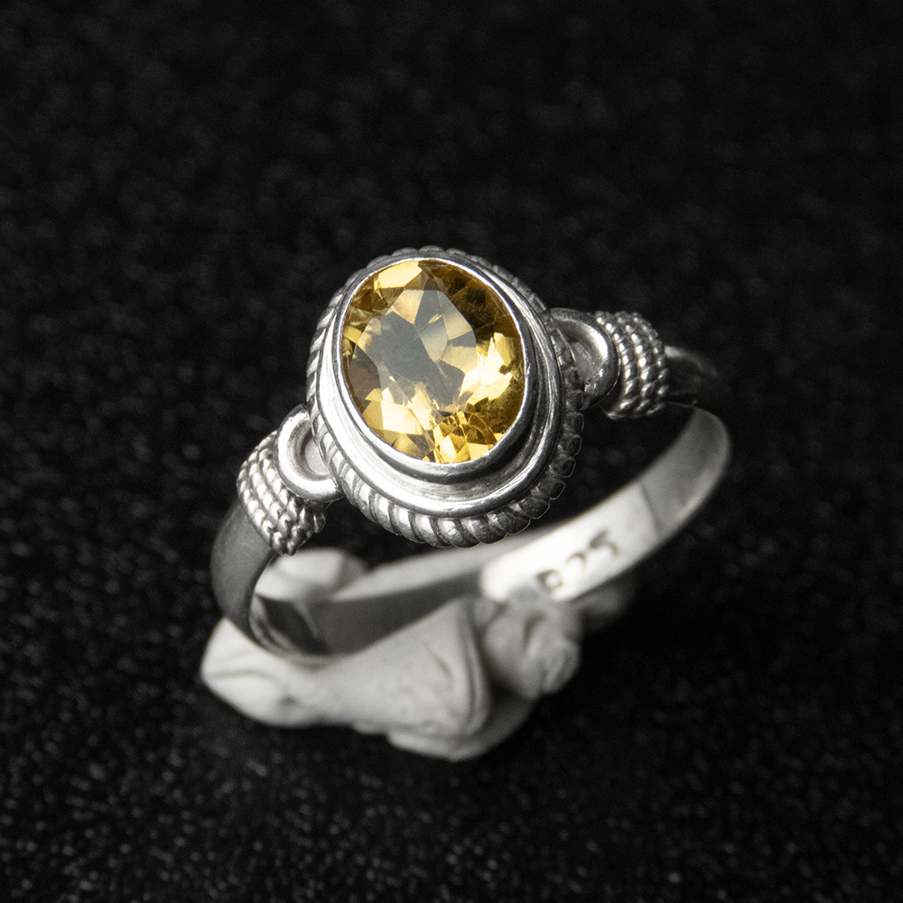 925純銀印度風橢圓黃色水晶戒指  #13-細節圖3