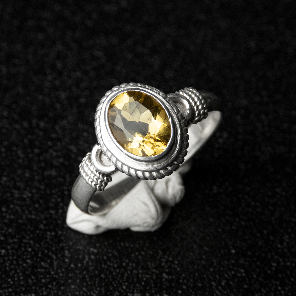 925純銀印度風橢圓黃色水晶戒指  #13-細節圖4