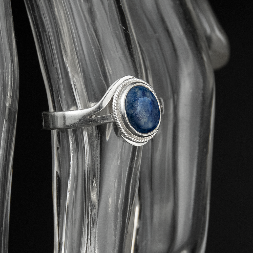 925純銀粉藍色蛋面青金石戒指 #15-細節圖2