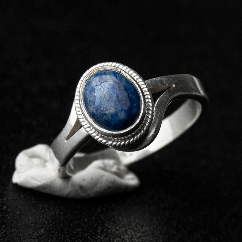 925純銀粉藍色蛋面青金石戒指 #15-細節圖5