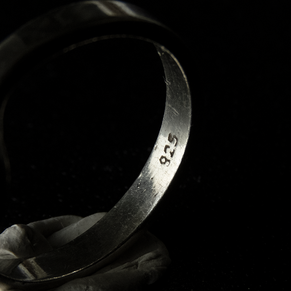 925純銀粉藍色蛋面青金石戒指 #15-細節圖6