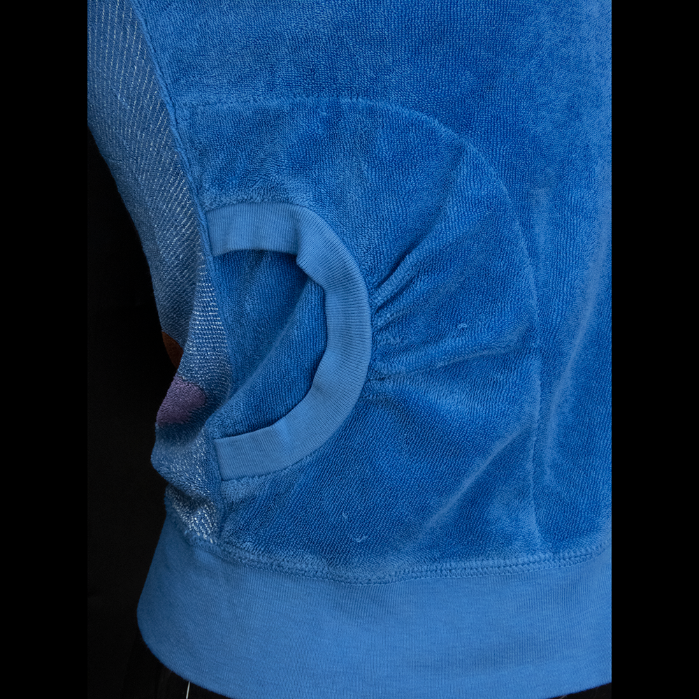 美國時尚品牌Juicy Couture藍色毛巾布背後彩虹圖騰印花長袖連帽外套 美國製-細節圖3