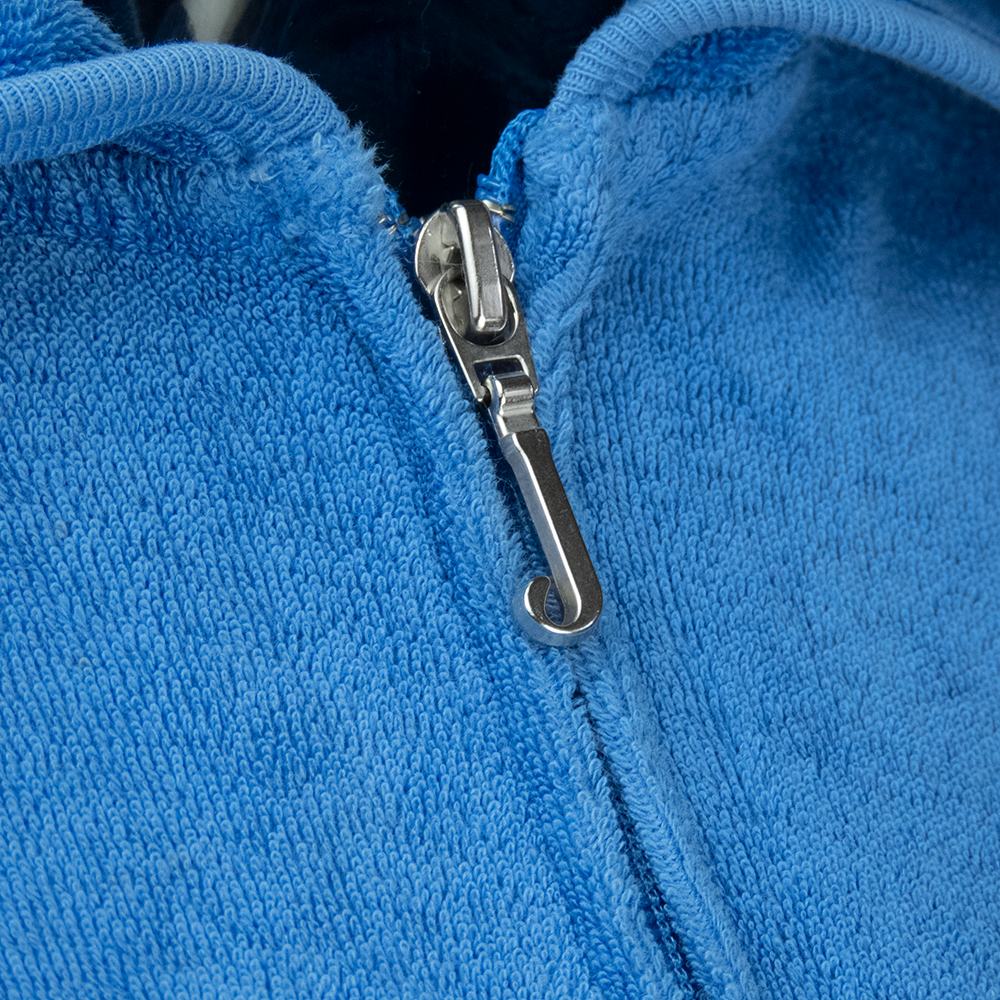 美國時尚品牌Juicy Couture藍色毛巾布背後彩虹圖騰印花長袖連帽外套 美國製-細節圖4