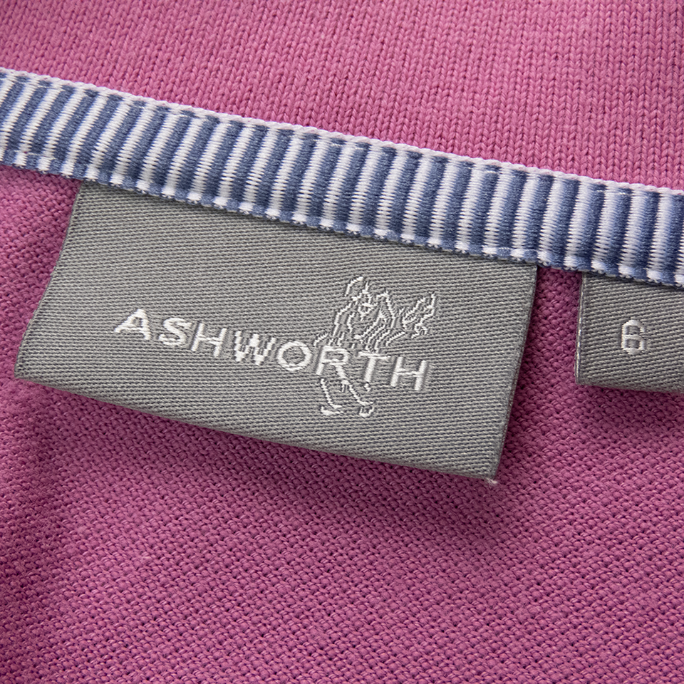 美國高爾夫休閑品牌Ashworth雅獅威紫色刺繡短袖POLO衫-細節圖6