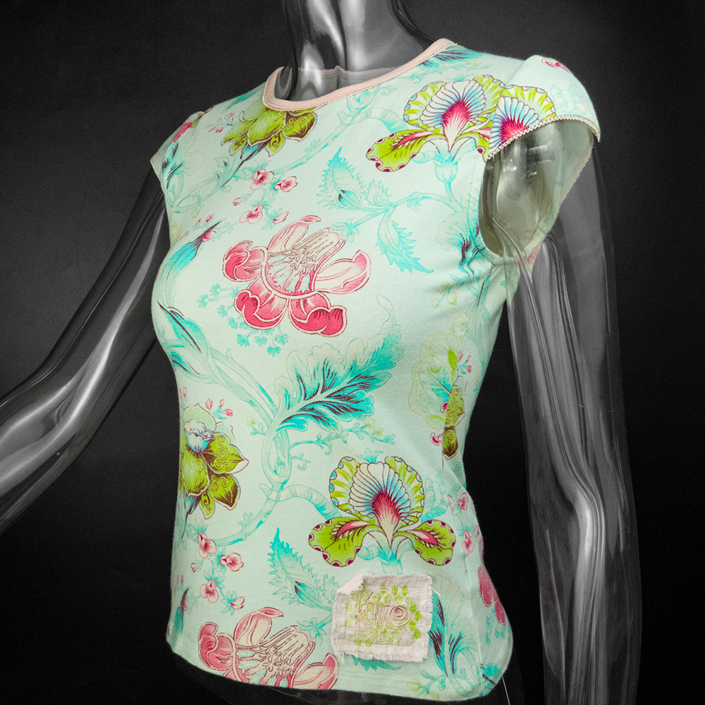 高田賢三Kenzo花草圖騰滾邊短袖上衣 16號-細節圖3