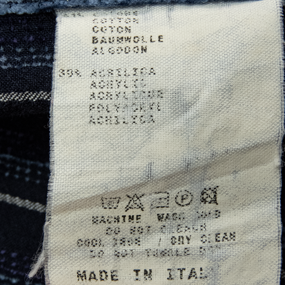 義大利精品ETRO深藍紫色燈芯絨條紋長袖襯衫 高級面料 S號 義大利製-細節圖6