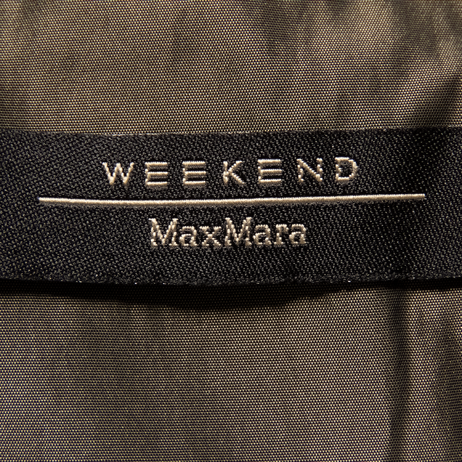 義大利時尚精品Max Mara副牌Weekend黑橄欖色拼接抓褶蛋糕及膝裙 8號-細節圖5