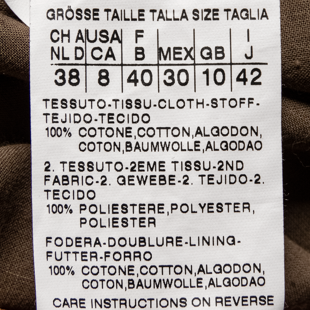 義大利時尚精品Max Mara副牌Weekend黑橄欖色拼接抓褶蛋糕及膝裙 8號-細節圖6