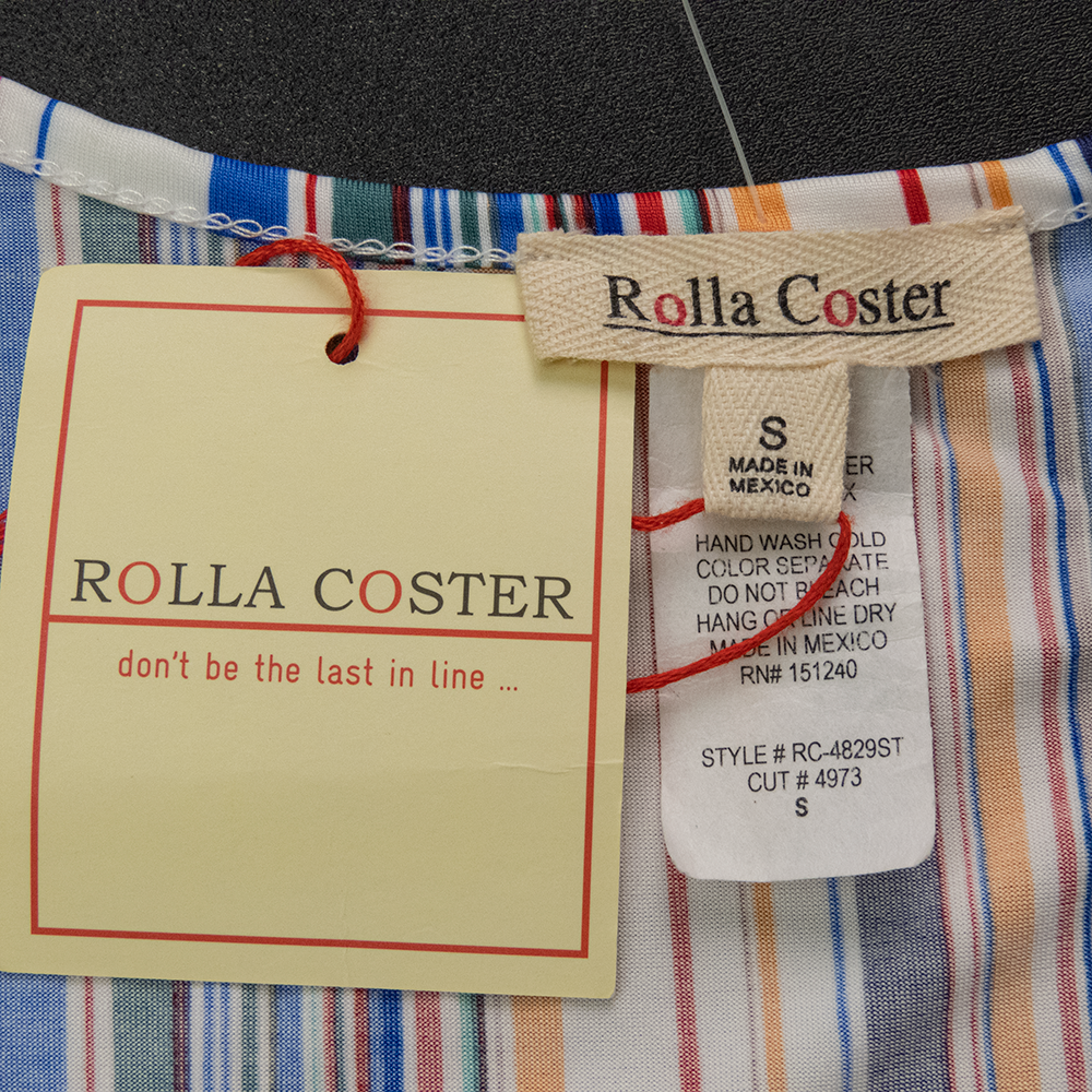 美國 洛杉磯品牌Rolla coster大膽奔放彩色線條高腰V領無袖洋裝-細節圖5