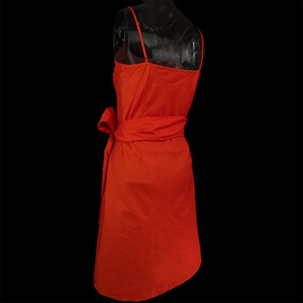 Club 21橘紅色繫帶無袖洋裝 襯裙-細節圖3