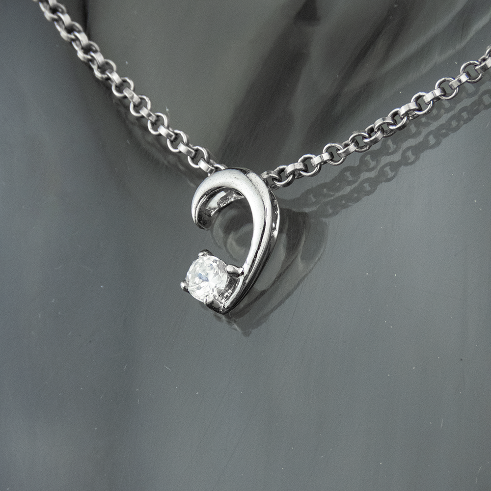 925純銀鉤型水鑽墬子 鍊墜-細節圖2