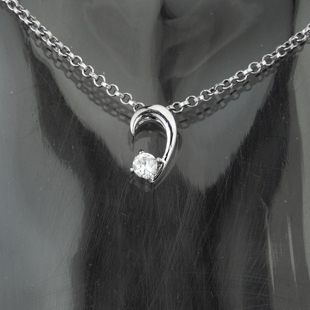 925純銀鉤型水鑽墬子 鍊墜-細節圖2