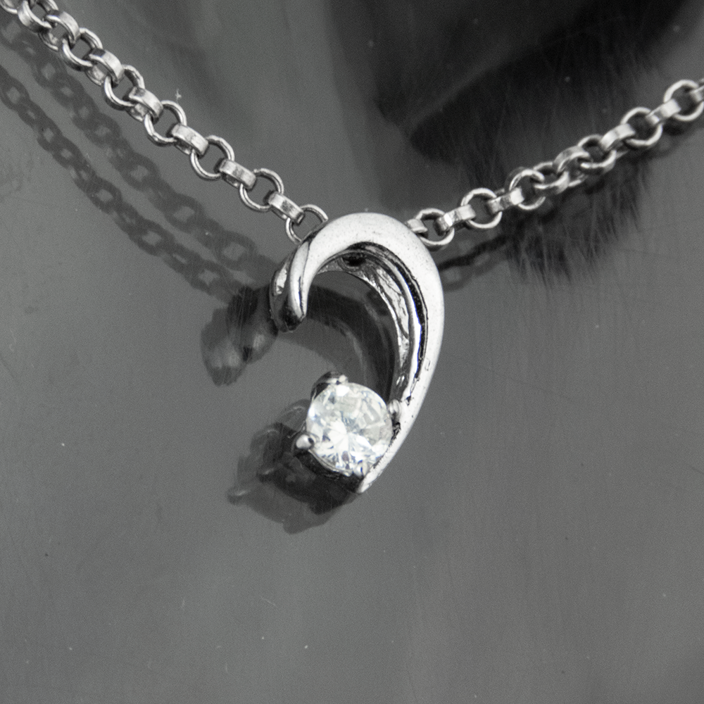 925純銀鉤型水鑽墬子 鍊墜-細節圖4