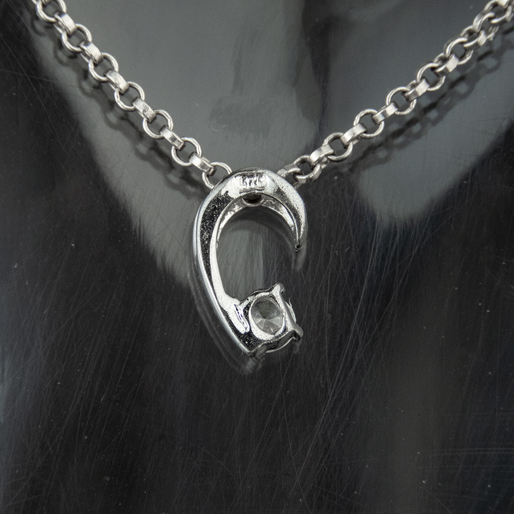 925純銀鉤型水鑽墬子 鍊墜-細節圖5