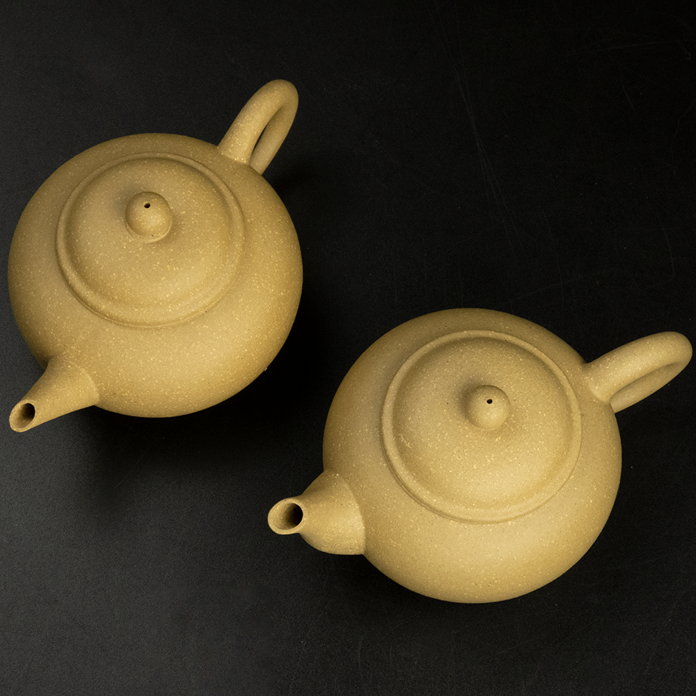 宜興第四屆陶瓷藝術節水平樣品 段泥黃 水平壺 紀念壺 茶壺 約180cc 3000/支 有兩支-細節圖2