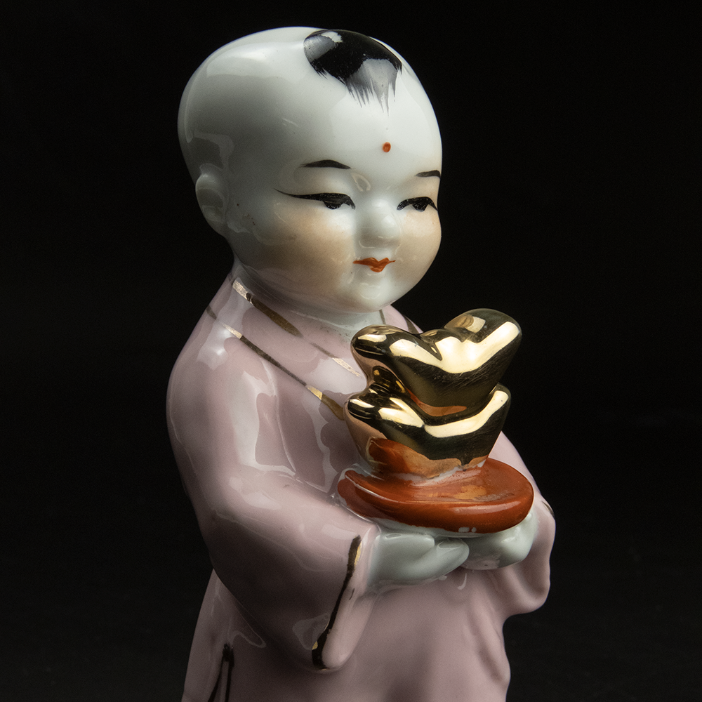 送財童子陶瓷雕塑 雕像 古董-細節圖5
