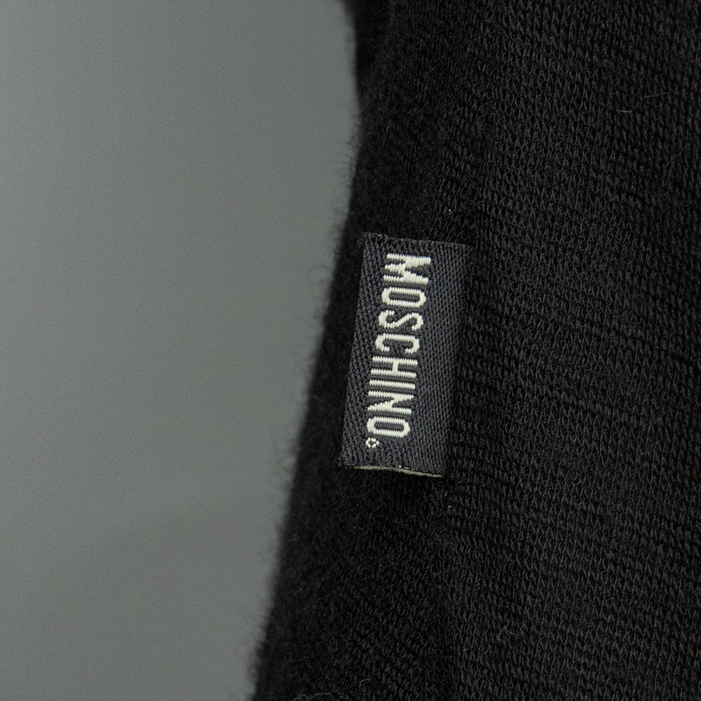 義大利精品MOSCHINO專櫃品牌黑色羊毛燙鑽蝴蝶結蕾絲長袖針織衫 義大利製-細節圖5
