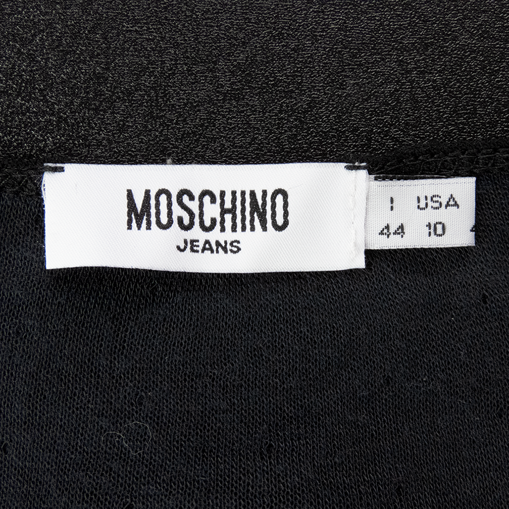 義大利精品MOSCHINO專櫃品牌黑色羊毛燙鑽蝴蝶結蕾絲長袖針織衫 義大利製-細節圖7