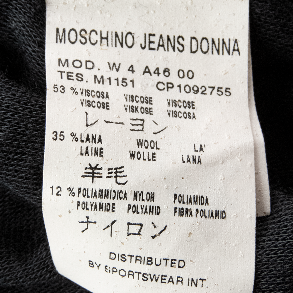 義大利精品MOSCHINO專櫃品牌黑色羊毛燙鑽蝴蝶結蕾絲長袖針織衫 義大利製-細節圖8