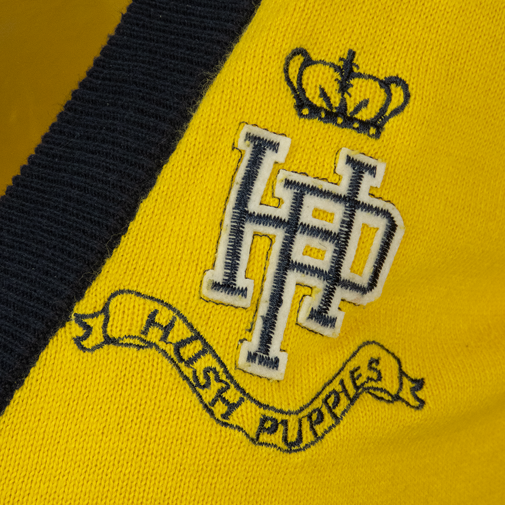 美國專櫃品牌Hush Puppies獵犬黃色撞色長袖針織外套-細節圖3