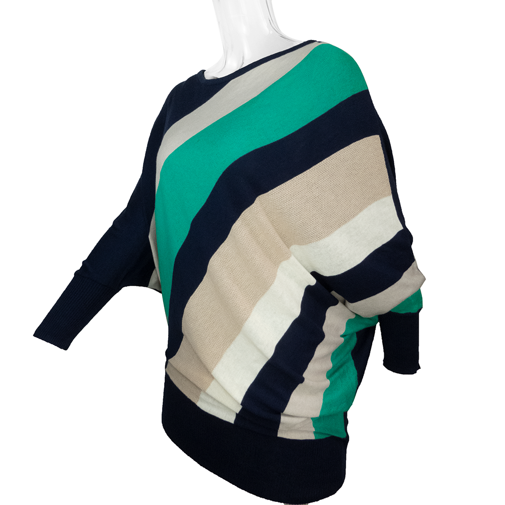 知名設計品牌IROO拼色斜紋不對稱七分袖針織衫 38號-細節圖2