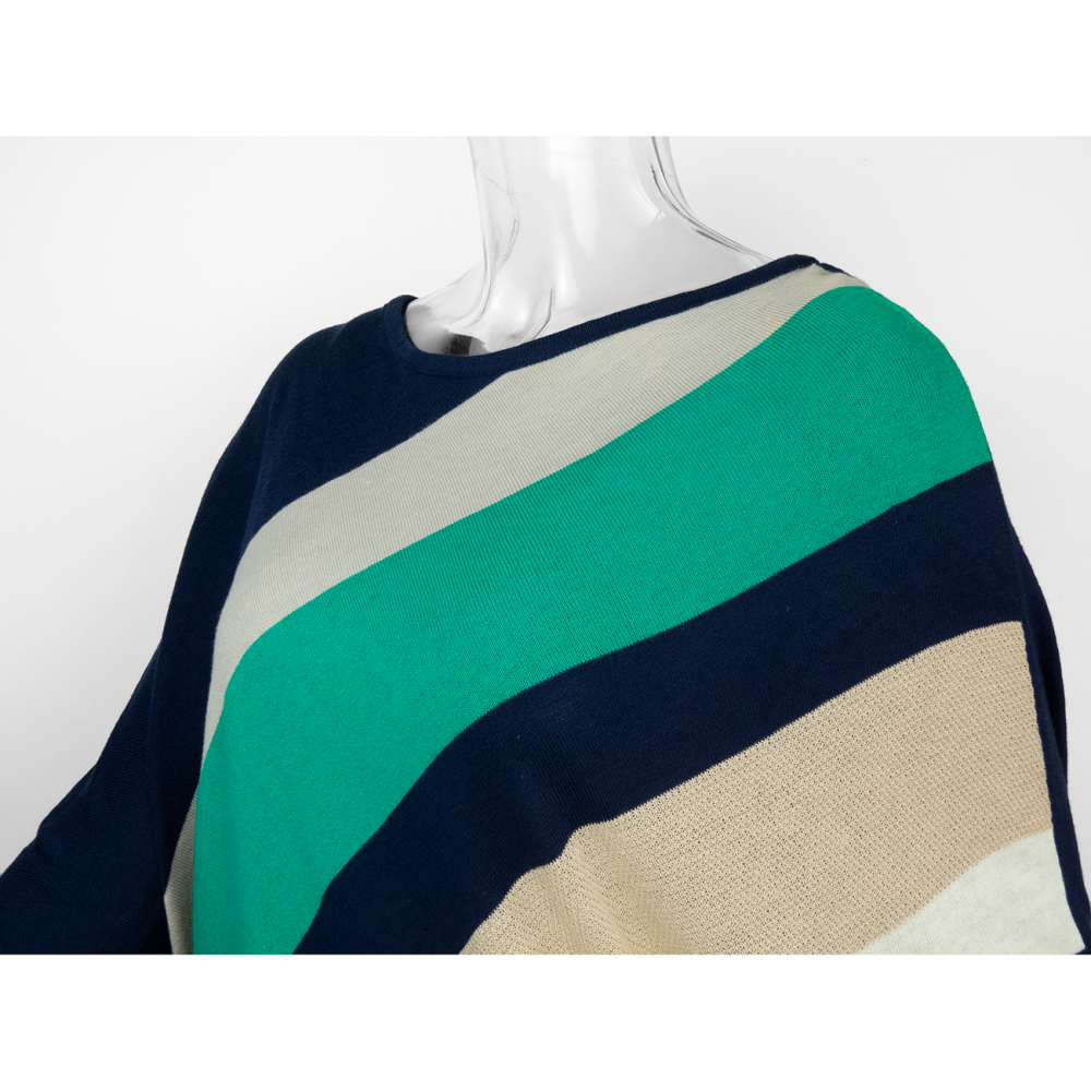 知名設計品牌IROO拼色斜紋不對稱七分袖針織衫 38號-細節圖3