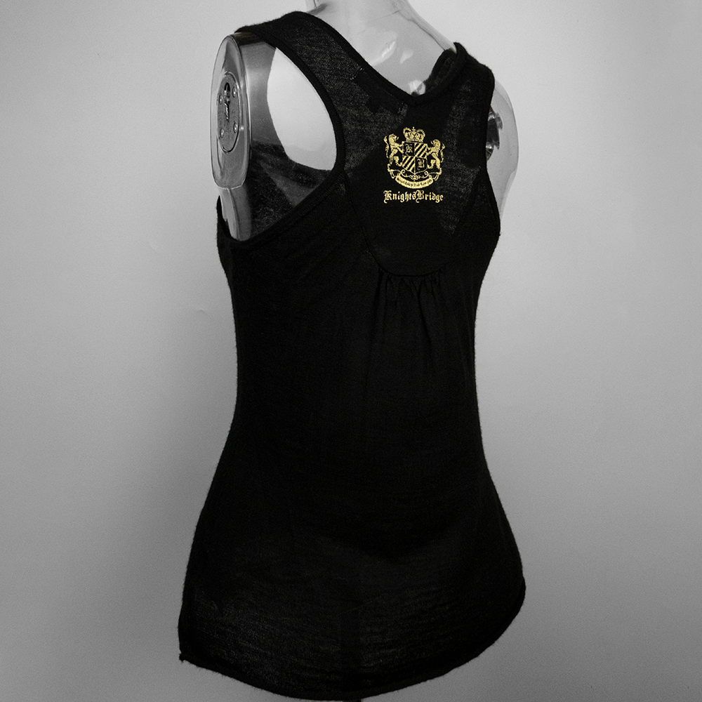 KnightsBridge (KB)專櫃品牌黑色羊毛燙金logo無袖針織衫 背心 S號-細節圖3